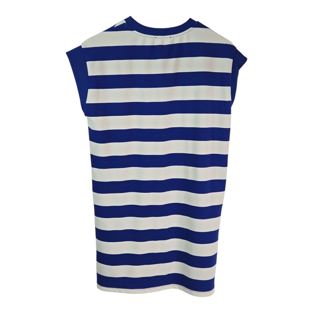 Entro Charley Blue Ivory Striped Capped Sleeve Mini Dress Size S Pockets Casual‎ - Picture 3 of 6